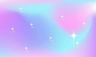 Unicorn gradient rainbow holographic background. Dreamy fantasy with sparkles stars. Vector illustration