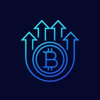 bitcoin growing line vector icon