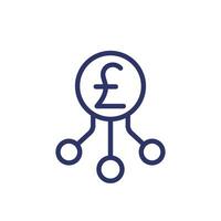 diversification, diversified investments line icon with pound vector