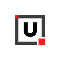 U company name monogram with red square. U dot icon. vector