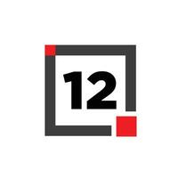 12 number with square box icon. 12 box monogram. vector