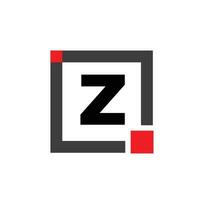 Z company name monogram with red square. Z dot icon. vector