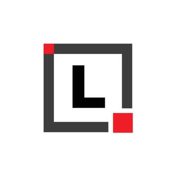 L company name with Square icon. L red square monogram. vector