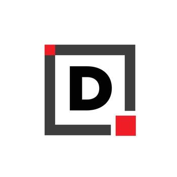 D company name with Square icon. D red square monogram. vector