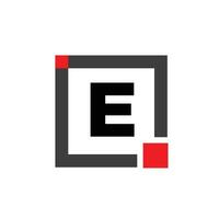 E company name with Square icon. E red square monogram. vector