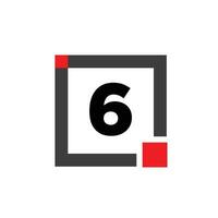 6 number with square box icon. 6 box monogram. vector