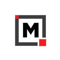 M company name with Square icon. M red square monogram. vector