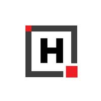 H company name with Square icon. H red square monogram. vector