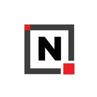 N company name with Square icon. n red square monogram. vector