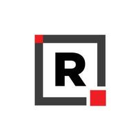 R company name monogram with red square. R dot icon. vector