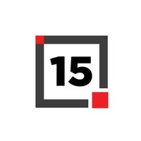 15 number with square box icon. 15 box monogram. vector