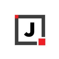 J company name with Square icon. J red square monogram. vector