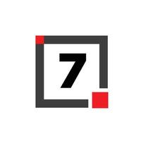 7 number with square box icon. 7 box monogram. vector