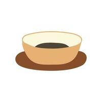 Empty dish, plate, bowl for food isolated colored doodle icon. Vector illustration for menu design.