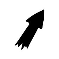 Vector black arrow doodle isolated icon on white background. Hand drawn pointer design element.