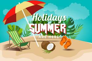 Realistic Summer sale banner and poster design with tropical leaves background Vector. big and super sale summer background design. vector