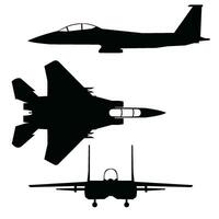 F15 eagle jet fighter icon set vector