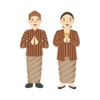 couple wear yogyakarta indonesian traditional clothes vector