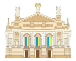 Ukraine. Vector illustration. Lviv Theatre of Opera and Ballet.