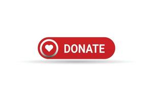 Vector donate heart red button in flat style vector flat illustration