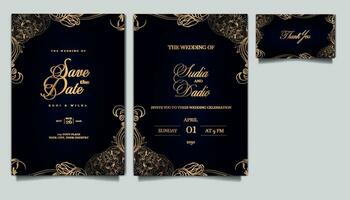 luxury elegant wedding invitation set vector