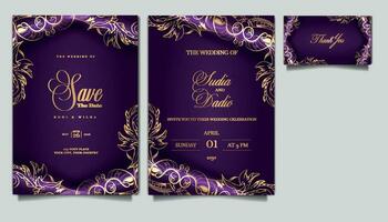 luxury elegant wedding invitation set vector