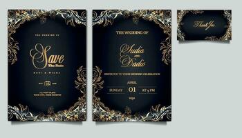 luxury wedding invitation cards set vector