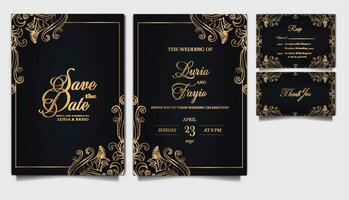 luxury wedding invitation cards set vector