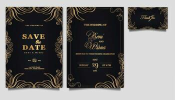 luxury elegant wedding invitation set vector