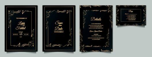 luxury Elegant wedding invitation design set vector