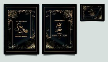 luxury elegant wedding invitation card design set vector