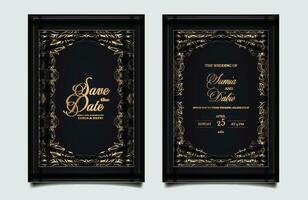 luxury wedding invitation cards set vector