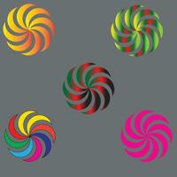 circle, style, round, abstract, blue, spiral, set, green, element, graphic vector