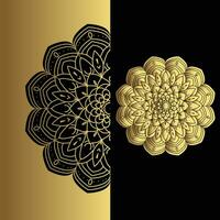 lujo ornamental mandala efecto diseño antecedentes en oro color vector