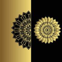 lujo ornamental mandala efecto diseño antecedentes en oro color vector