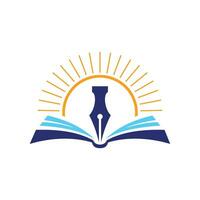 book and pen education logo vector