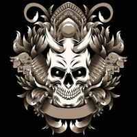 Skull with horns vector illustration