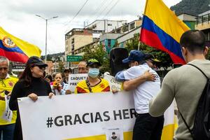 Bogota, Colombia, 16 August 2023. General Jorge Luis Vargas at the march asking for Gustavo Petro impeachment. Peaceful protest. La Marcha de la Mayoria. photo