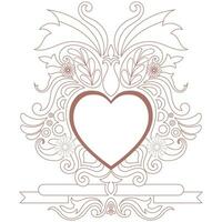 rosado corazón golpes en blanco antecedentes. barroco. Clásico para saludo tarjetas San Valentín día. boda. vector