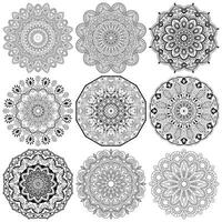 Set mandalas. Round Ornament Pattern. mandala flower. Vintage decorative elements. Hand drawn background. Islam, Arabic, Indian, ottoman motifs. vector