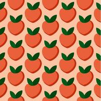 Peach Pattern Background. Social Media Post. Fruits Vector Illustration.