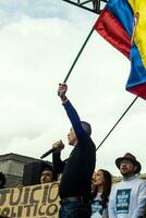 Bogota, Colombia, 16 August 2023. March asking for Gustavo Petro impeachment. Peaceful protest march in Bogota Colombia against the government of Gustavo Petro called La Marcha de la Mayoria. photo