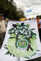 Bogota, Colombia, 16 August 2023. March asking for Gustavo Petro impeachment. Peaceful protest march in Bogota Colombia against the government of Gustavo Petro called La Marcha de la Mayoria. photo