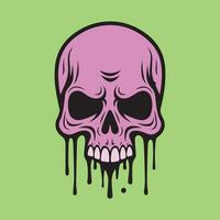 melted skull doodle illustration eps vector