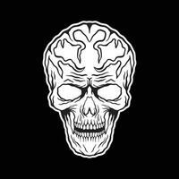 sketch illustrations of skull hand drawn black and white vector