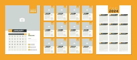 Wall Calendar 2024 Template. Modern design 2024 calendar template vector