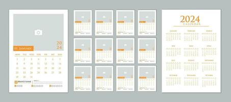 2024 calendar. week start Monday. Editable 2024 calendar design template for happy new year. vector