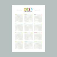 Calendar 2024 design template. 2024 paper calendar layout in printable style. vector illustration