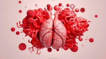 3D illustration mockup of the human organ system, Anatomy, Nervous, circulatory, digestive, excretory, urinary,and bone systems. Medical education concept, Generative AI illustration photo