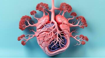 3D illustration mockup of the human organ system, Anatomy, Nervous, circulatory, digestive, excretory, urinary,and bone systems. Medical education concept, Generative AI illustration photo